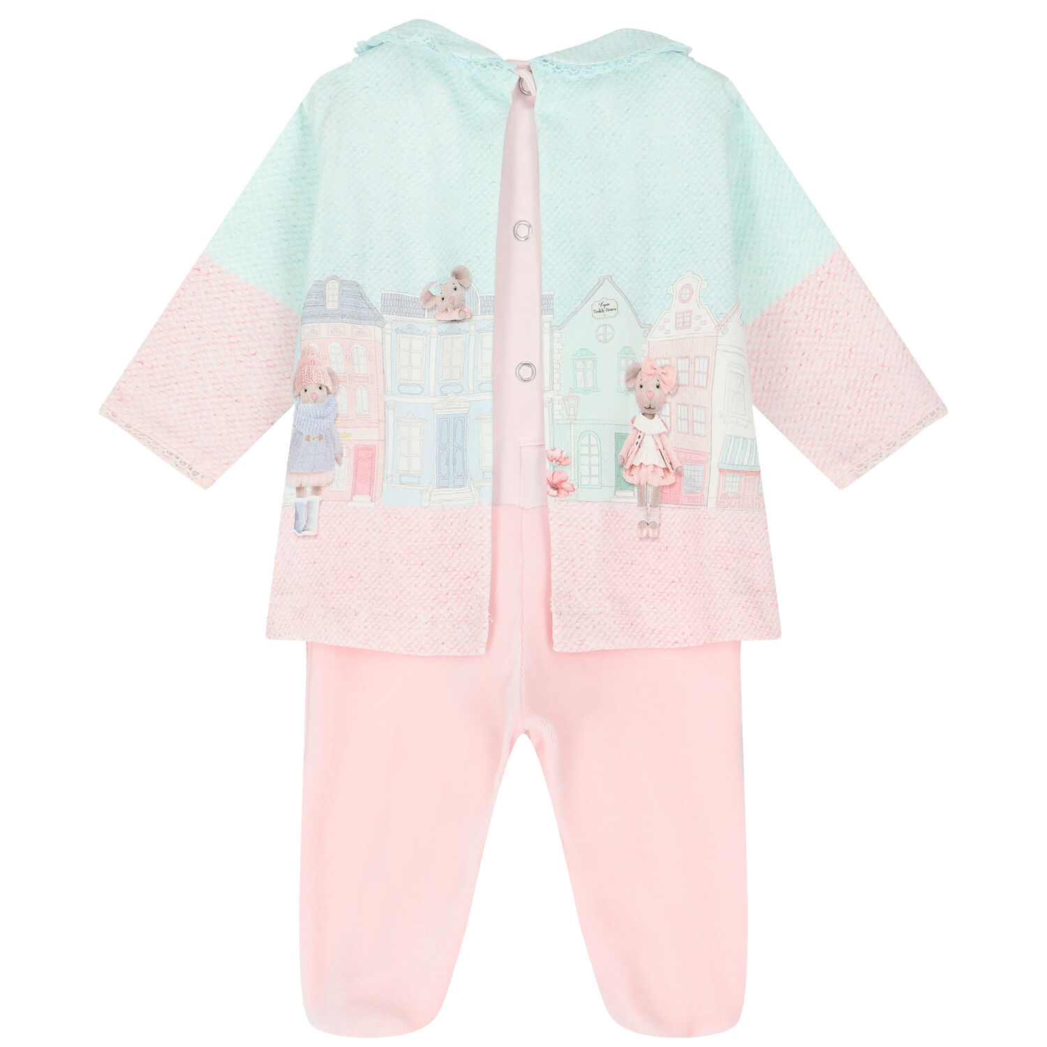 Baby Girls Pink & Blue Mouse Babygrow, 1, hi-res